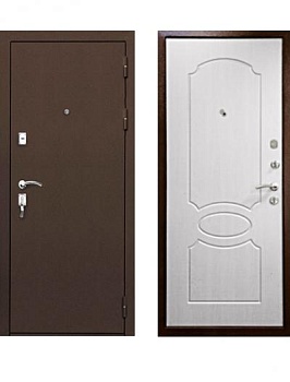 Дверь эконом: антивандальное порошковое покрытие, цвет Медный антик + МДФ-панель (7 мм), цвет Беленый дуб ЭК-2060